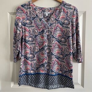 Croft & Barrow Paisley Blouse in Blue and Pink